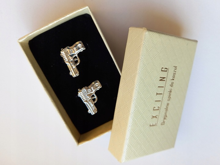 Spinki do mankietów EXC Pistolet Srebrny Stalowy