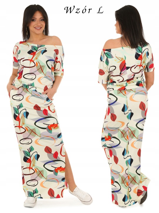 F370 maxi SUKIENKA rozcięcie WZORY