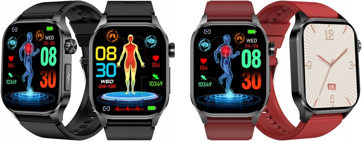 SMARTWATCH ZEGAREK DAMSKI EKG GLUKOZA CIŚNIENIE TEMPERATURA ROZMOWY MENU PL