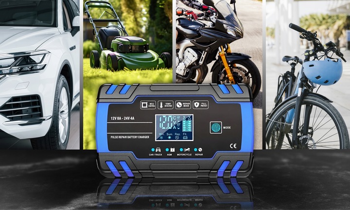 Prostownik AUTOMATYCZNY SAMOCHODOWY FUNKCJA NAPRAWY DO AKUMULATORÓW 12V 24V