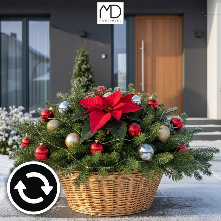 Osłona wiklinowa brąz na doniczkę stojak pod choinkę na święta wiklina kosz