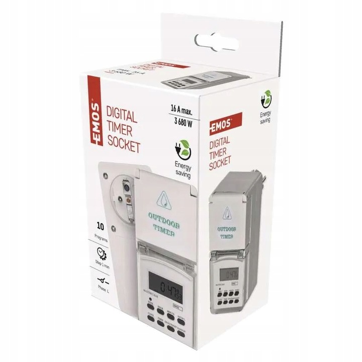 CYFROWY PROGRAMATOR CZASOWY EMOS P5507 IP44 ZEWNĘTRZNY