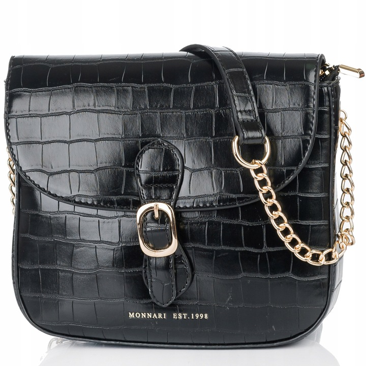 Monnari Torebka Kuferek Listonoszka Czarny Kroko Łódka Czarna PREMIUM