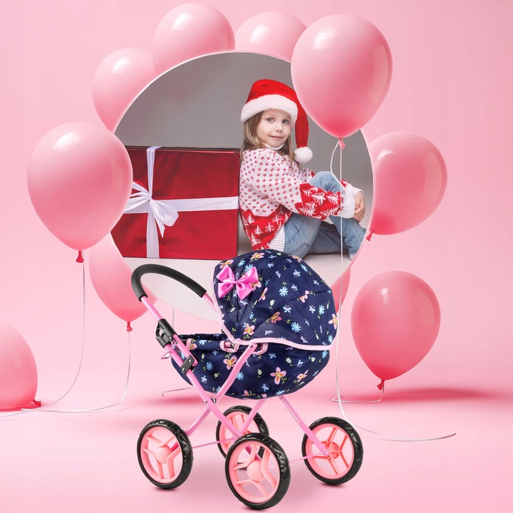KINDERPLAY WÓZEK DLA LALEK GŁĘBOKI GONDOLA SKŁADANY DASZEK MIĘKKIE KOŁA
