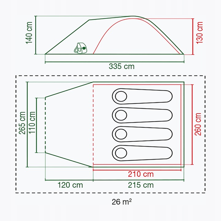 Namiot kempingowy 4-osobowy Coleman Darwin 4+ black/grey OS