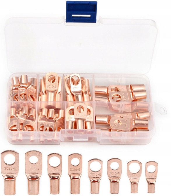 ZESTAW KONEKTORÓW OCZKOWYCH KONEKTOR OCZKOWY NIEIZOLOWANY M6 M8 MIEDŹIANYCH