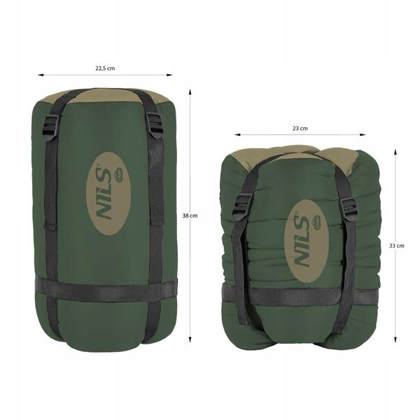 Duży ciepły śpiwór turystyczny mumia z kapturem i pokrowcem kompresyjnym