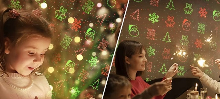 PROJEKTOR ŚWIĄTECZNY LASEROWY EFEKTY RUCHOMY NA DOM PŁATKI ŚNIEGU LED MOC