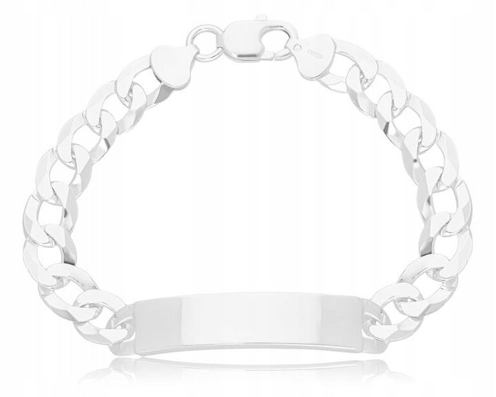 Bransoletka srebrna męska z blaszką szeroka + Grawer pr.925 23 cm