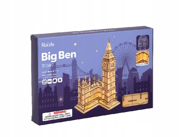 BIG BEN drewniane Puzzle 3D model składany 220el