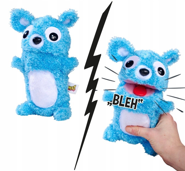 SCREAMERZ INTERAKTYWNA MASKOTKA ROZBAWIACZ NIEBIESKI MIŚ Z DŹWIĘKIEM 30 CM