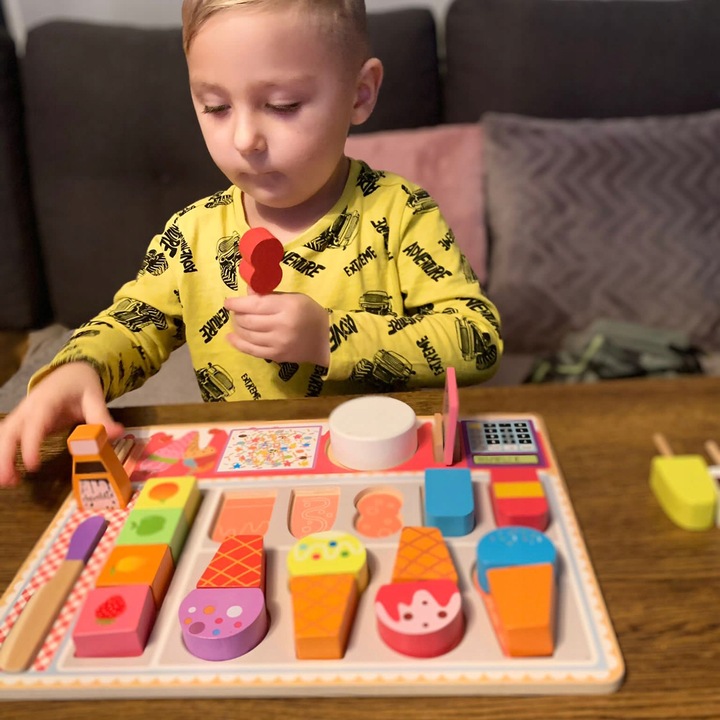 Lodziarnia Drewniana Lody Sklep Zestaw do Robienia Lodów na Rzep dla Dzieci