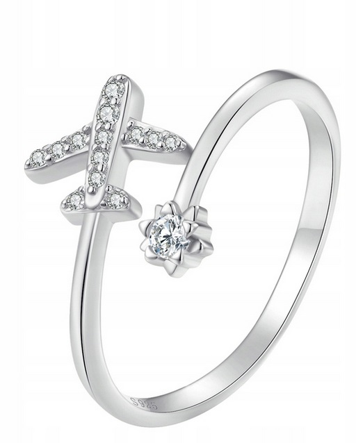 Pierścionek srebro regulowany SAMOLOT s925+pudełko