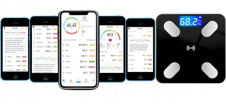 WAGA ŁAZIENKOWA ANALITYCZNA SLIM 180KG SMART+ 25w1 BLUETOOTH ANDROID / iOs