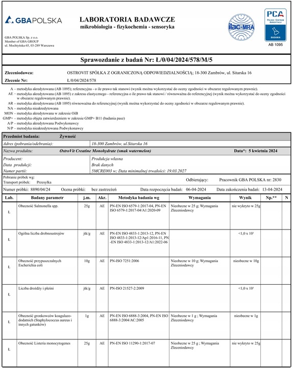 OstroVit Creatine Monohydrate 500 g KREATYNA