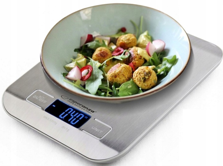 WAGA KUCHENNA ELEKTRONICZNA PŁASKA LCD SREBRNA ESPERANZA