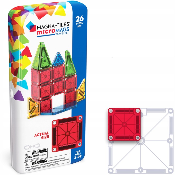 MAGNA-TILES Klocki Magnetyczne Konstrukcyjne Travel microMAGS 26 elementów