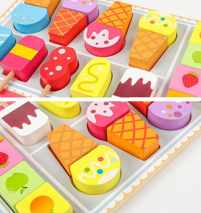 DREWNIANA LODZIARNIA SKLEP STOISKO Z LODAMI GAŁKI LODY NA PATYKU DLA DZIECI