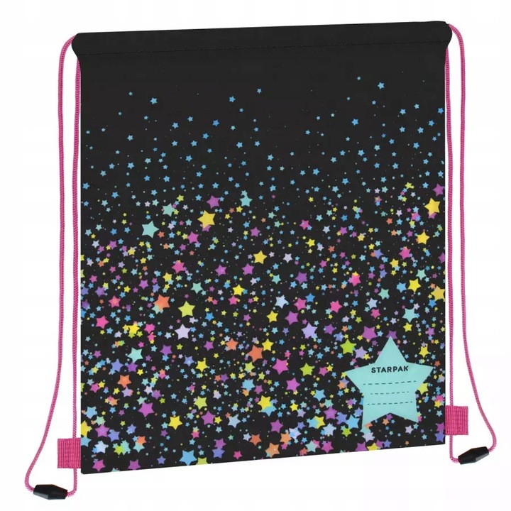 WOREK SZKOLNY PLECAK NA BUTY OBUWIE WF CZARNY W GWIAZDKI GWIAZDY GALAXY