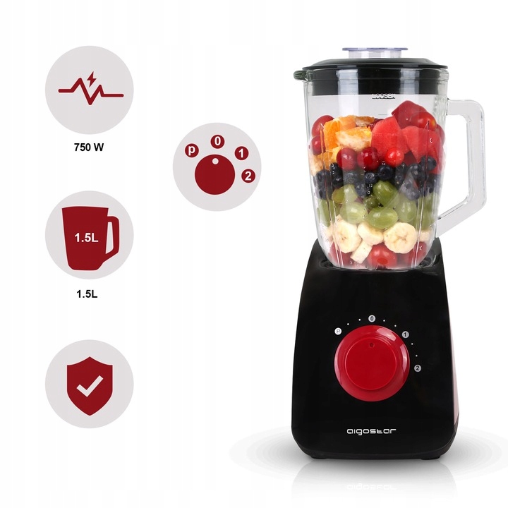 Blender kielichowy Aigostar MOCNY 750 W kruszy LÓD