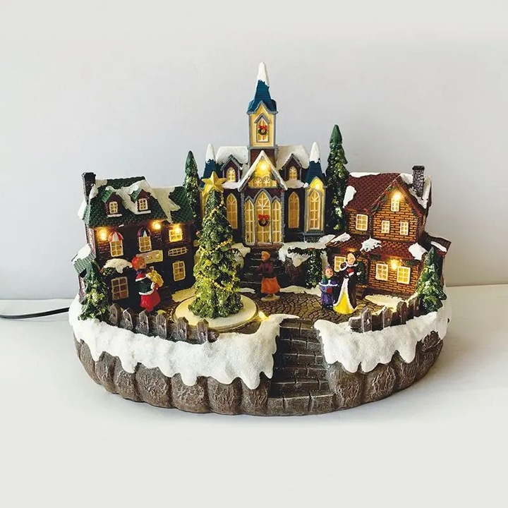 ACA Lighting LED WW wioska z obracającą się choinką z muzyką 220-240V/