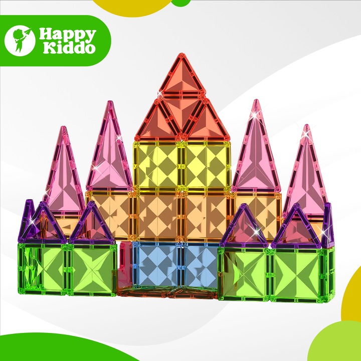 Klocki magnetyczne konstrukcyjne budowlane edukacyjne duży zamek 112 elemen