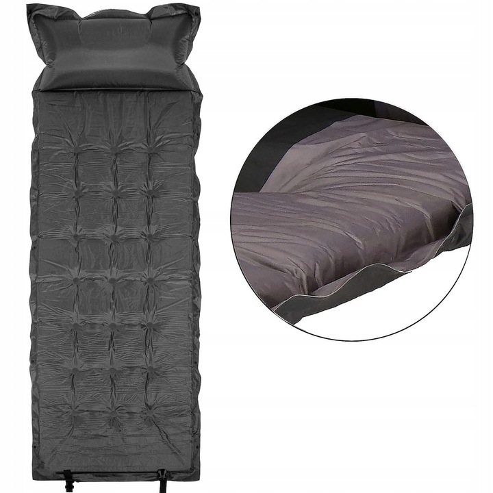 MATA SAMOPOMPUJĄCA KARIMATA TURYSTYCZNA Z PODUSZKĄ 180 cm DMUCHANA GRUBA