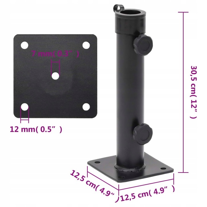 Podstawa do parasola, do słupków Ø38/48 mm, mat