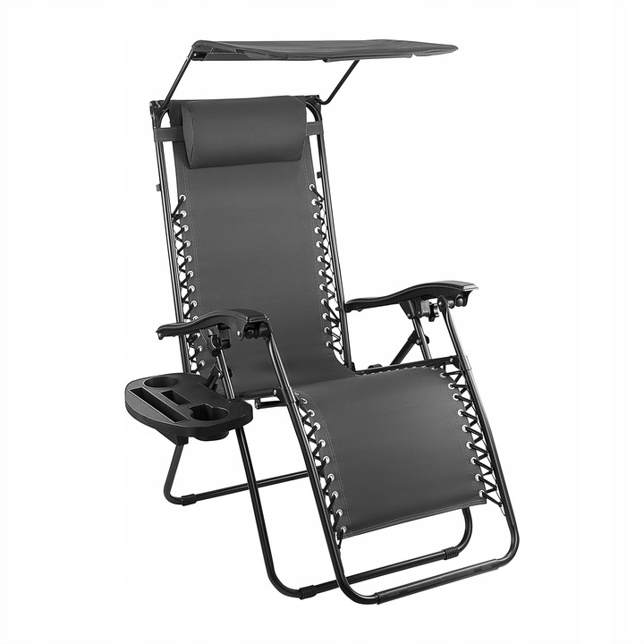 LEŻAK Z DASZKIEM SKŁADANY ZERO GRAVITY PLAŻOWY 2W1 FOTEL OGRODOWY GRATIS-