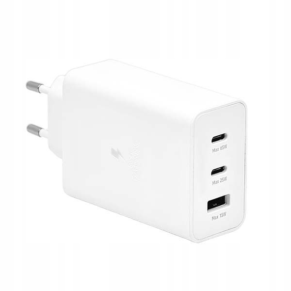 SZYBKA ŁADOWARKA SIECIOWA DO SAMSUNGA S24 S23 S22 2XUSB-C PD TRIO 65W 25W