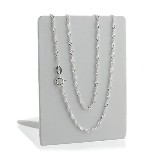 DAMSKI SREBRNY NASZYJNIK ŁAŃCUSZEK SINGAPUR DELIKATNY LŚNIĄCY 925 PREZENT