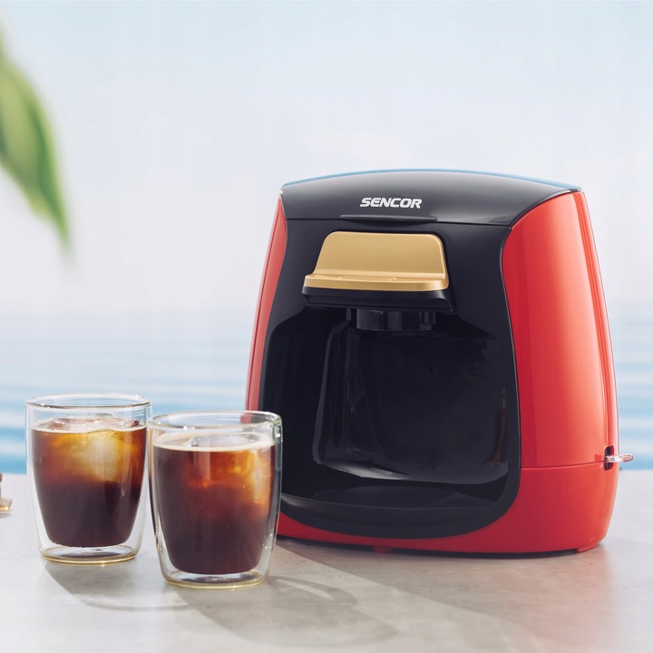 Ekspres przelewowy na dwie kawy 500W 0,3L czarny/czerwony Sencor SCE 2101RD