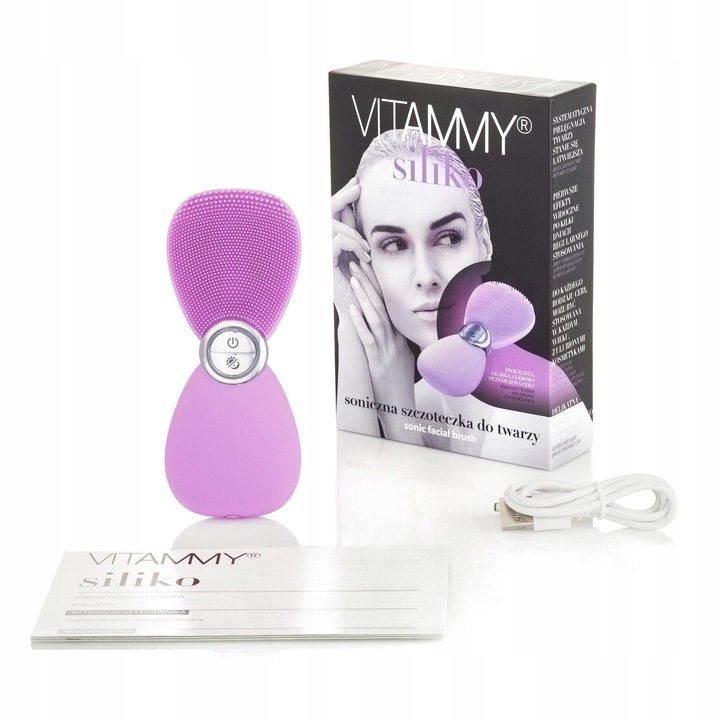SONICZNA SZCZOTECZKA DO TWARZY PODGRZEWANA MASAŻER 2PROGRAMY VITAMMY SILIKO