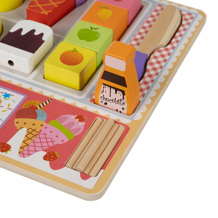 Lodziarnia Drewniana Lody Sklep Zestaw do Robienia Lodów na Rzep dla Dzieci