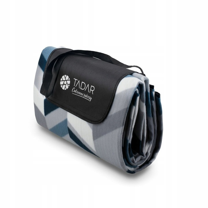 MATA KOC PIKNIKOWY Z TERMO IZOLACJA 200X200CM SZARO GRANATOWY