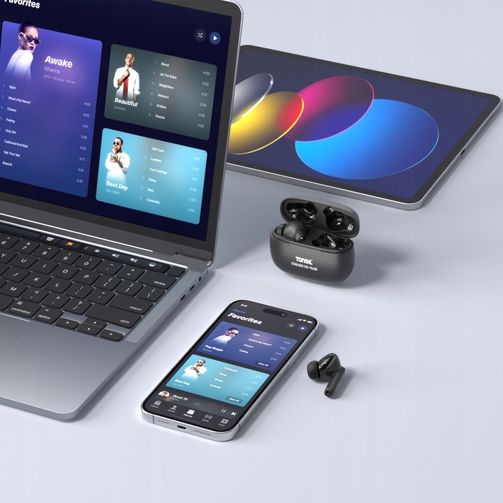 CZARNE SŁUCHAWKI Bezprzewodowe Dokanałowe TONSIL T50 BT Bluetooth IPX5 V5.3