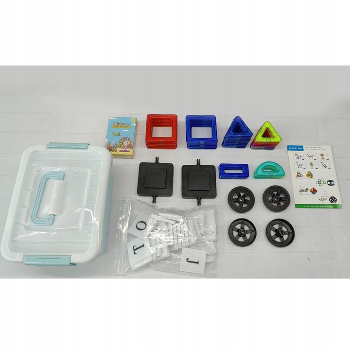 MAGNETYCZNE KLOCKI KONSTRUKCYJNE, ZESTAW 105 PŁYTEK MAGNETYCZNYCH, PREZENT