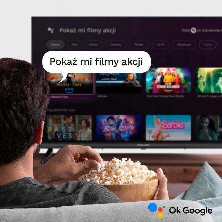 Telewizor 32'' HD Google TV Kruger&Matz DVB-T2/S2/T/C H.265 HEVC