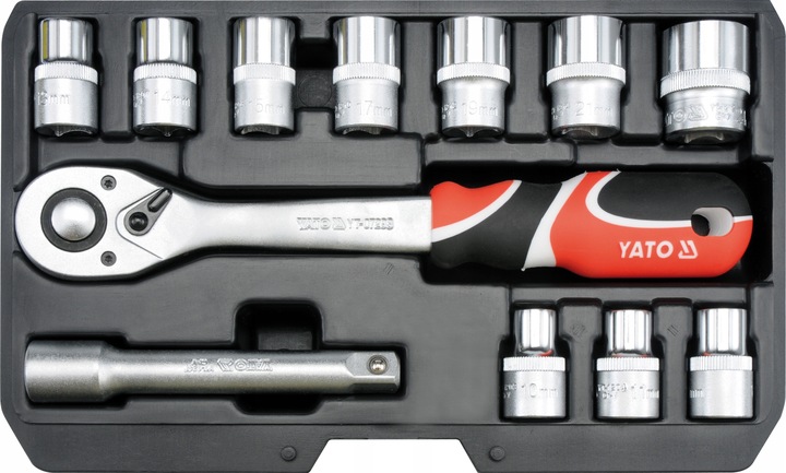 YATO ZESTAW NARZĘDZIOWY KLUCZE NASADOWE NASADKI 1/2'' 12el. 10-24mm