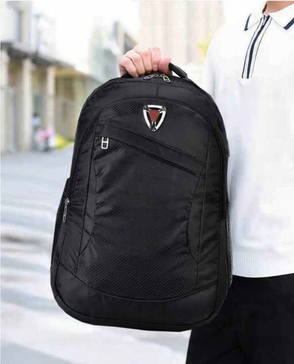 Plecak męski do pracy na laptopa szkolny młodzieżowy pojemny czarny solidny