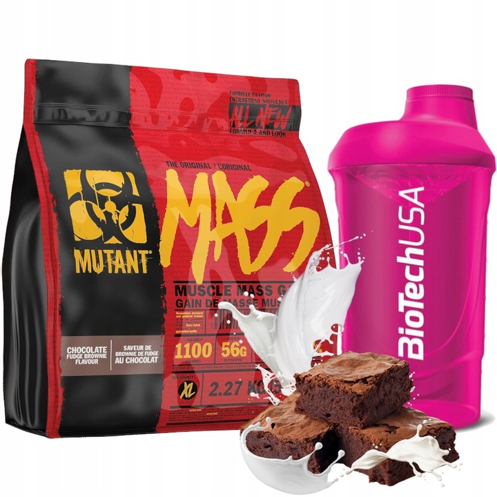 Mutant Gainer Czekolada 2270g +Shaker Różowy 600ml