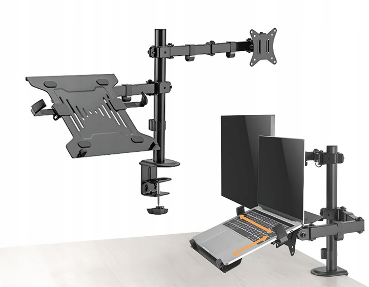 STOJAK NA 1 MONITOR Z UCHWYTEM DO LAPTOPA STANDARD VESA MONITORY 17-32 CALE