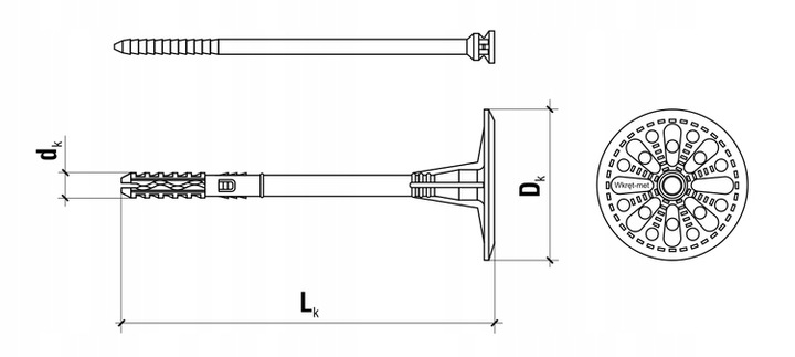 KOŁKI ŁĄCZNIKI IZOLACJI DO STYROPIANU 26cm 100 szt