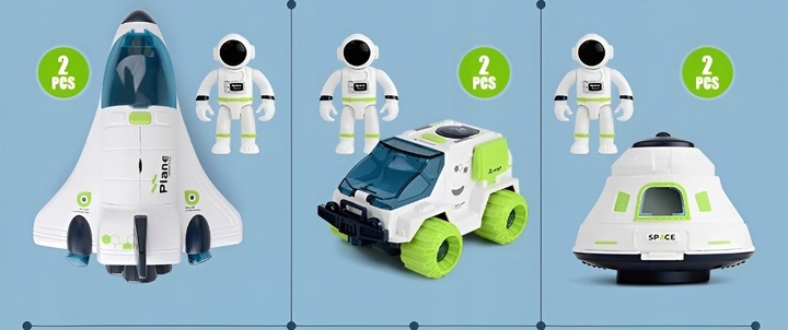 Zestaw Stacja Kosmiczna Wahadłowiec Łazik Figurki Astronautów dla dzieci 3+