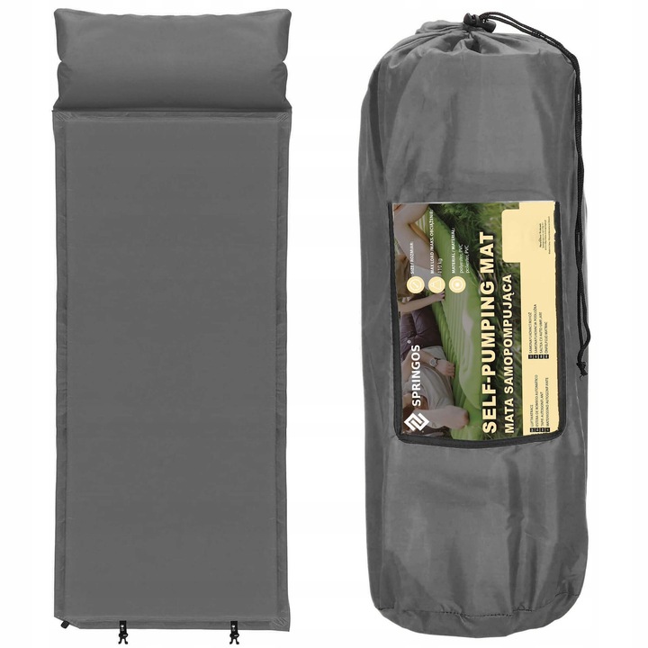 MATA SAMOPOMPUJĄCA KARIMATA 186x53cm Z PODUSZKĄ GRUBA Z POKROWCEM MATERAC