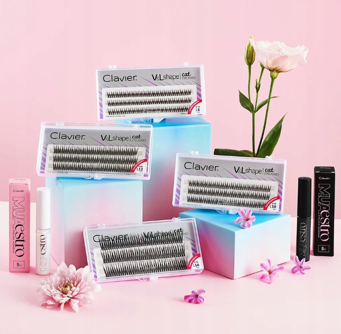 Kępki rzęs Clavier V&L Shape cat eyelashes skręt L - 16mm