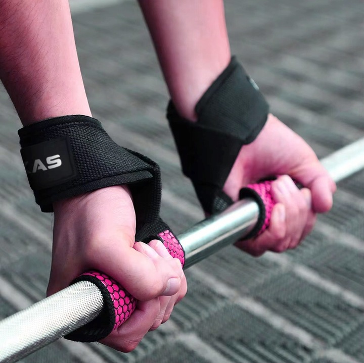 Paski treningowe uchwyty do Martwego Ciągu MKAS 2x sztuki różowe