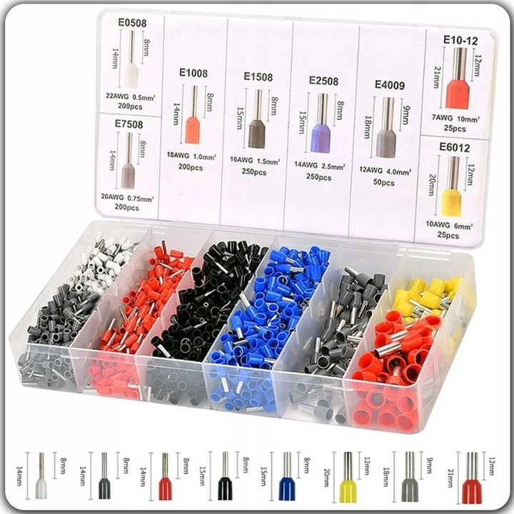 ZACISKARKA PRASKA DO KONEKTORÓW KOŃCÓWEK KABLI PRZEWODÓW + 1300 TULEJEK