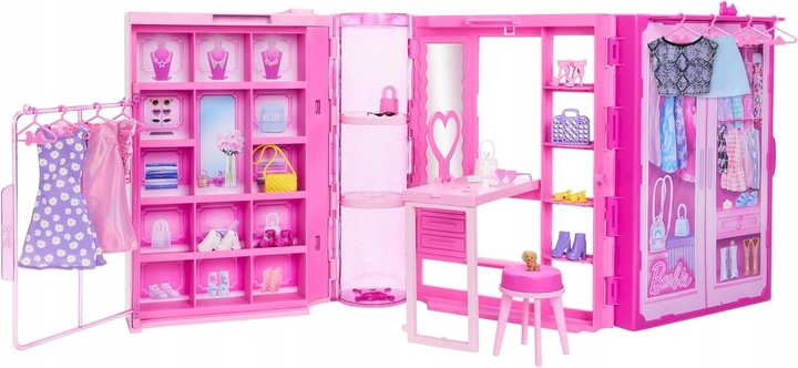 BARBIE WYMARZONA SZAFA MARZEŃ NA UBRANKA GARDEROBA +ubranka dla lalki HXD59