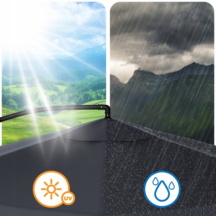 PARASOL OGRODOWY SKŁADANY NA WYSIĘGNIKU 350CM ANTRACYT +POKROWIEC GRAFITOWY